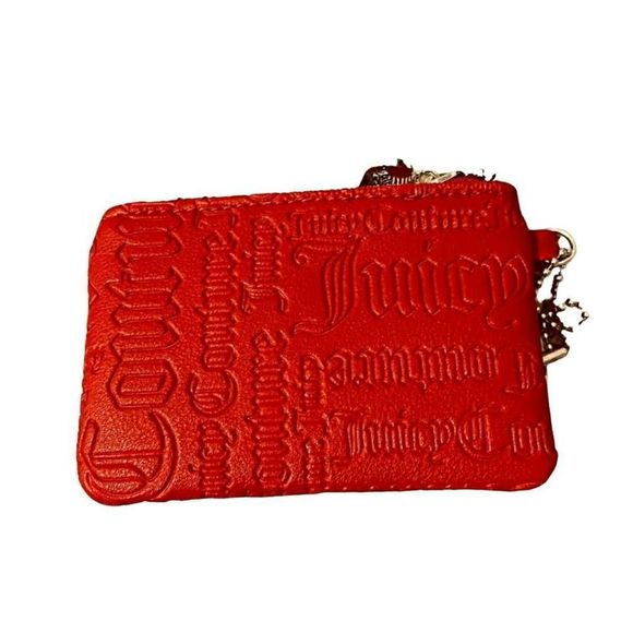 Juicy Couture Red Keychain Wristlet with Gold Heart Logo - Small - Picture 2 of 8